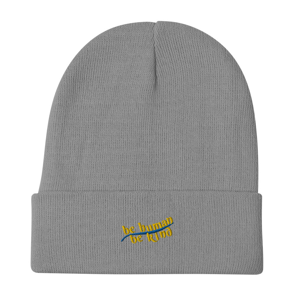 Be Human/Be Kind Embroidered Beanie
