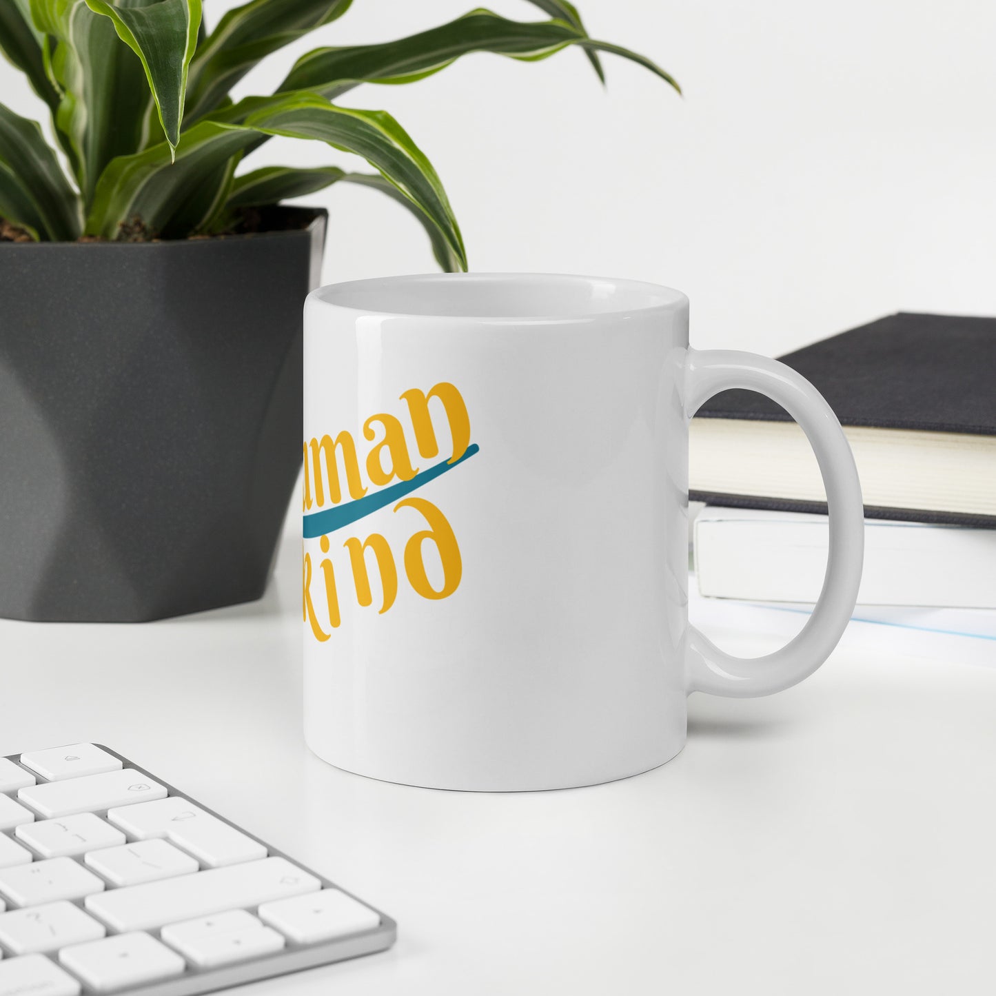 Be Human; Be Kind White glossy mug